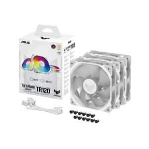Asus TUF Gaming TR120 ARGB 3-in-1 Pack PWM 4 Pin Light Up The Cooling Excellence - White