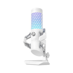 Asus Rog Carnyx USB Gaming Microphone One-Touch Mute Button,Bulit-In Pop Filter,Multi-Functional Control Knob,Metal Shock Mount - White