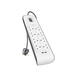 Belkin Surge Protection Strip Extension 8-Way 2-USB Ports 2M White/Grey