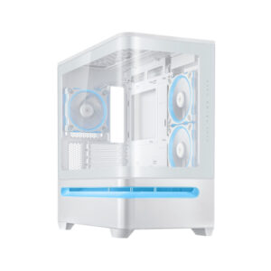 Asus Prime AP202 Mid Tower Fornt & Left Side Tempered Glass Panel Case With 3 ARGB Fans - White
