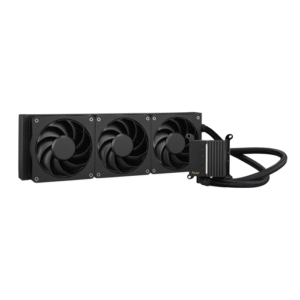 Asus ProArt LC 360 All-in-one CPU Liquid Cooler with illuminated System Status Meter and Three Matte Black Alphacool Apex Stealth Metal Power Fans